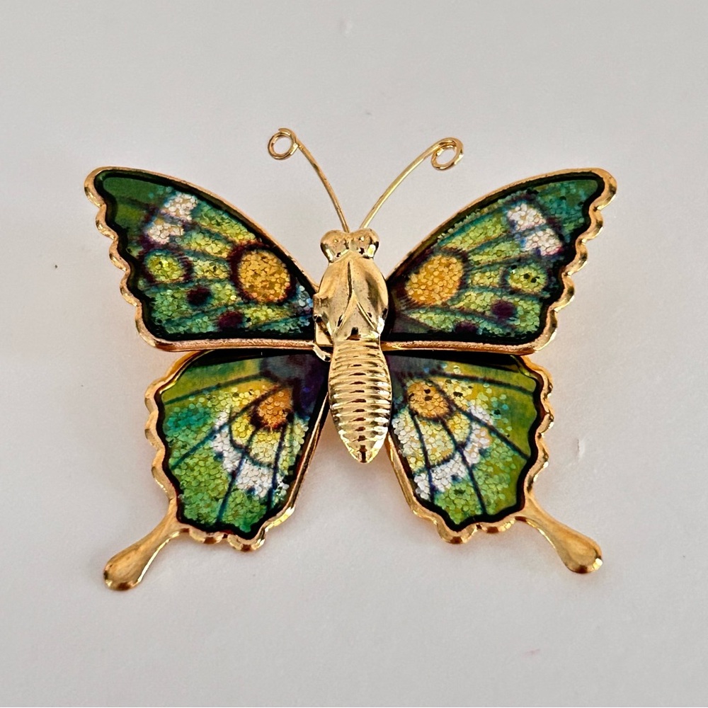 Vintage Colorful Butterfly Brooch Gold Tone - Picture 6 of 6